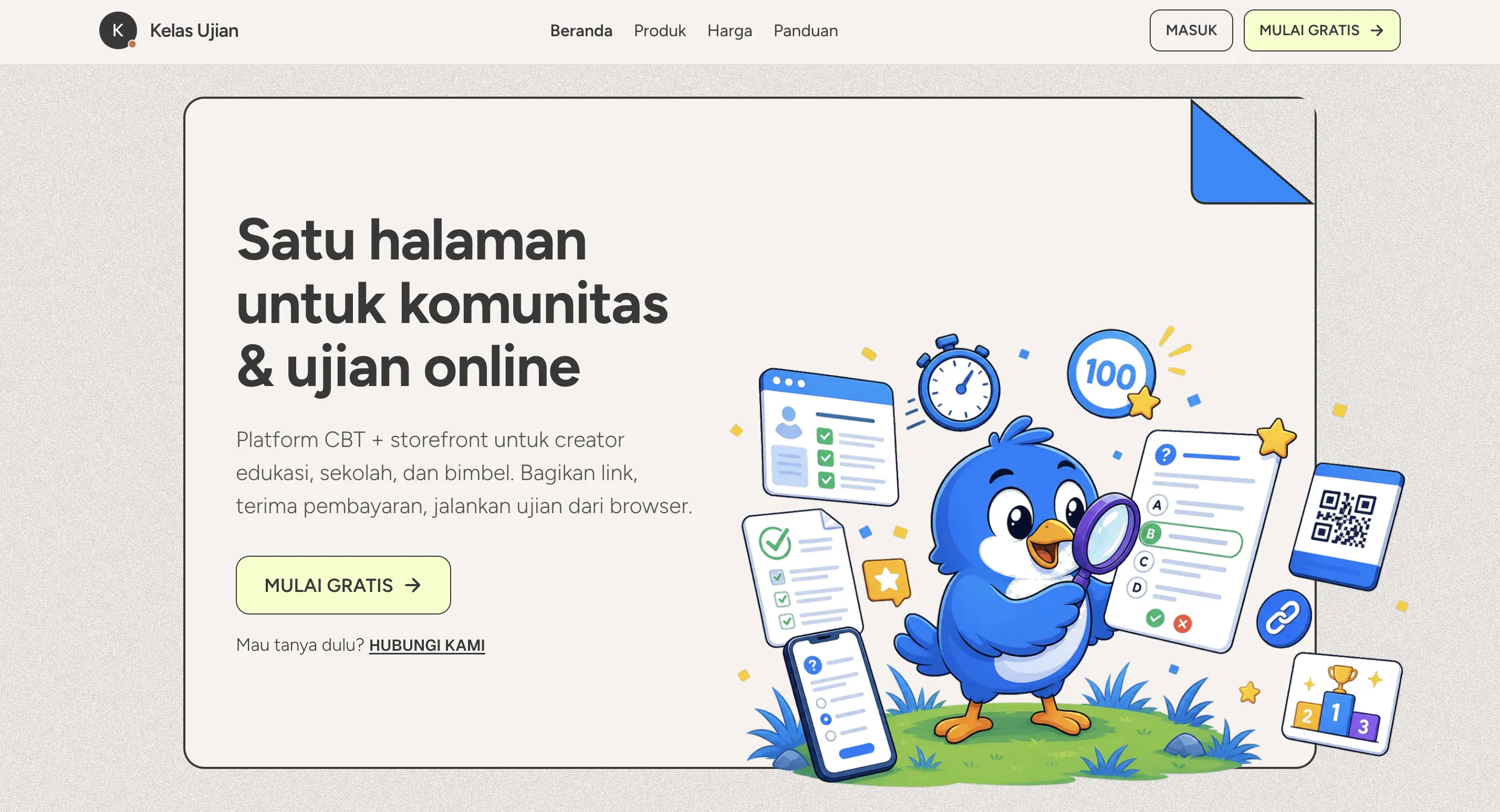 Tampilan Kelas Ujian